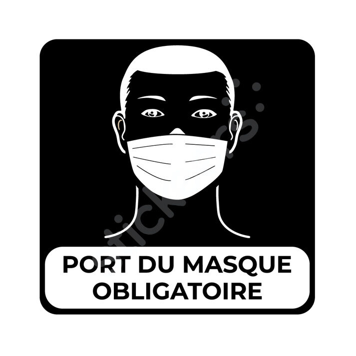 sticker adhesif Port du masque obligatoire covid