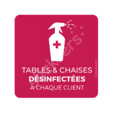 Sticker « Tables & Chaises désinfectées »